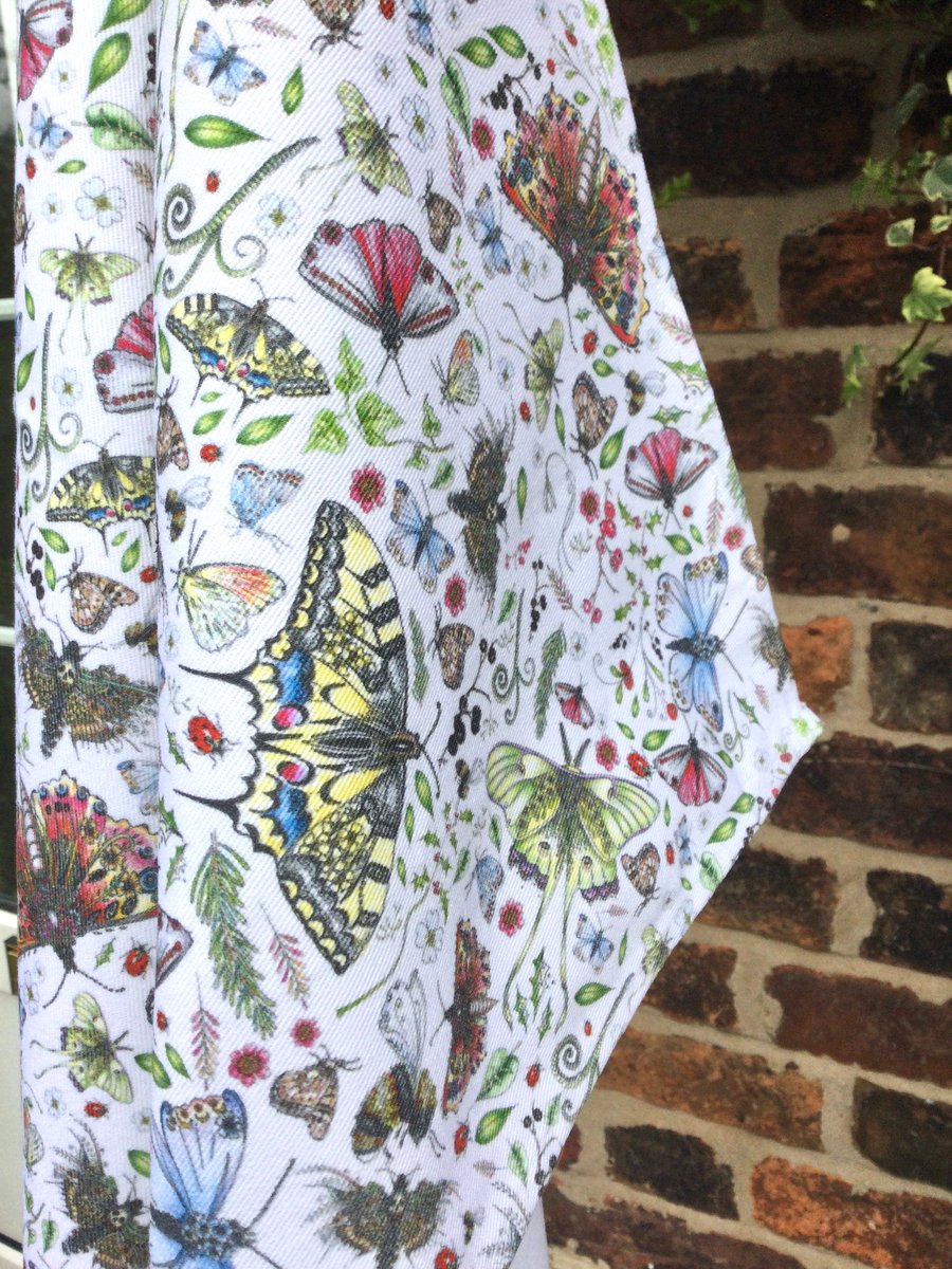 British Butterflies and Moths Cotton Tea Towel