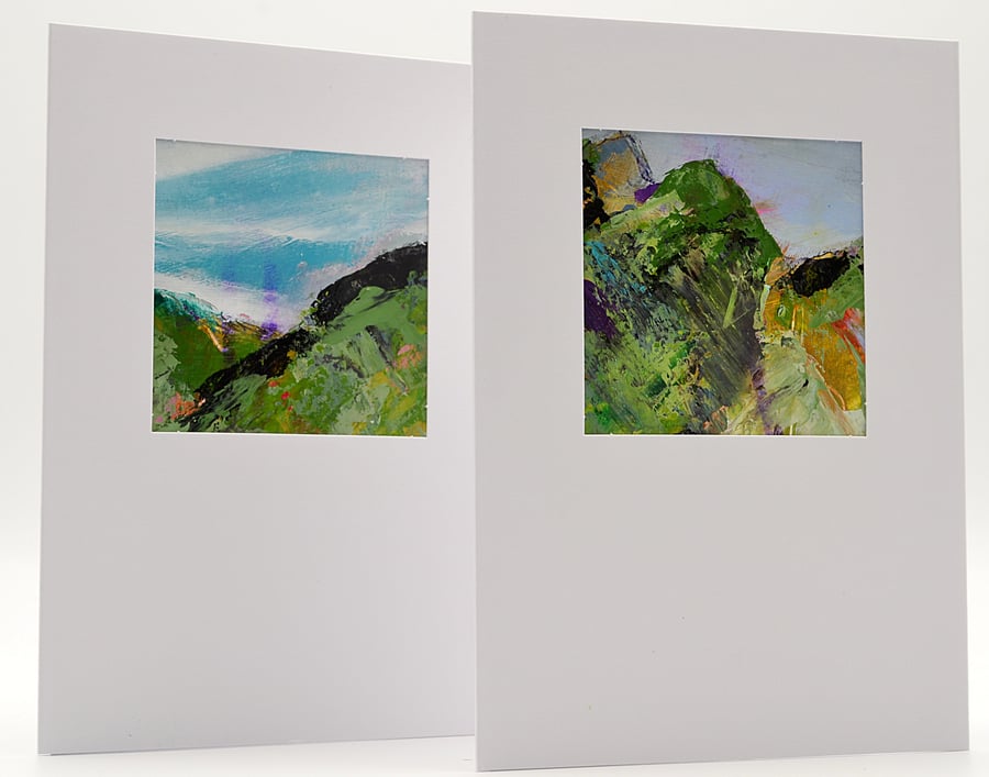 Hand Painted Cards of Mountain Tops (Pack of 2)