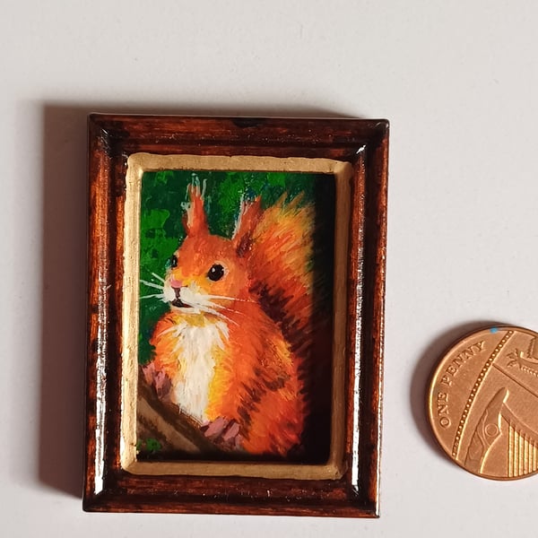 Squirrel MIniature Original Oil Painting 