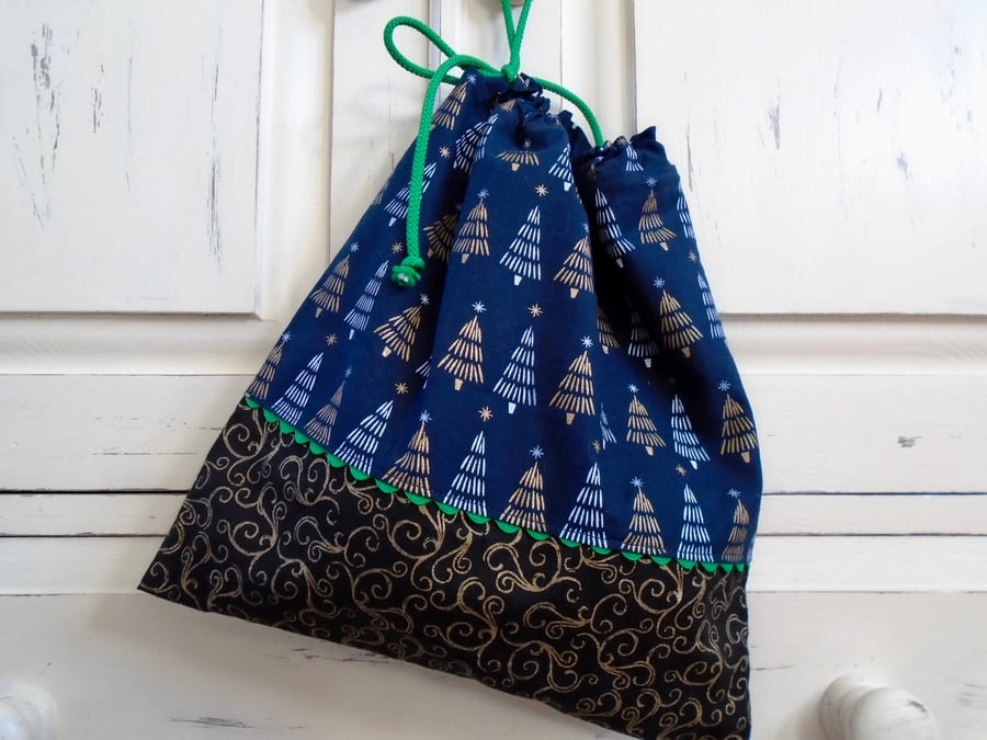  Clearance  - Cotton Christmas Drawstring Bag 