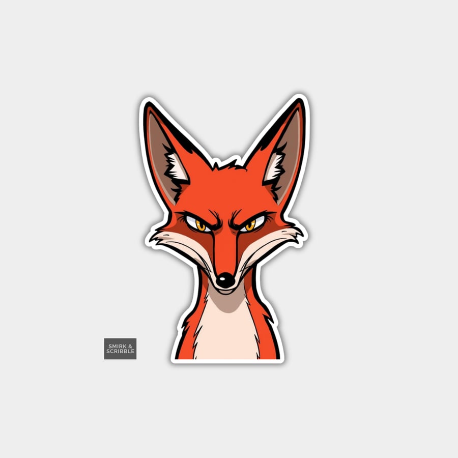 Funny Novelty Vinyl Sticker - Grumpy Fox