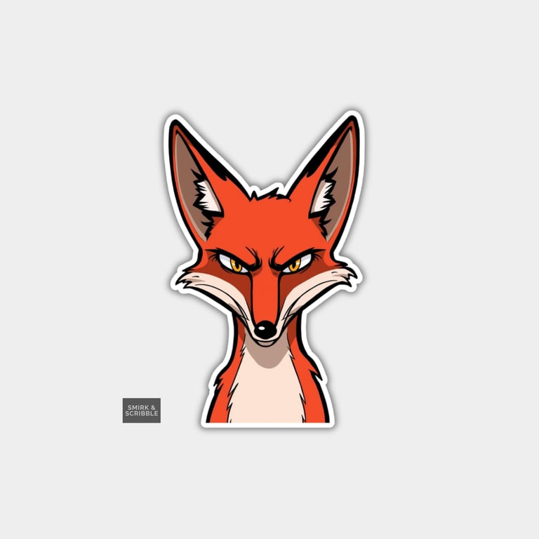 Funny Novelty Vinyl Sticker - Grumpy Fox