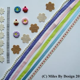 Cardmaking - Scrapbooking Pack Including Handmade Buttons and Embellishments