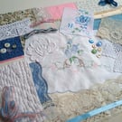 Vintage Florals - Large Slow Stitching kit - pastel vintage textiles