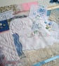 Vintage Florals - Large Slow Stitching kit - pastel vintage textiles