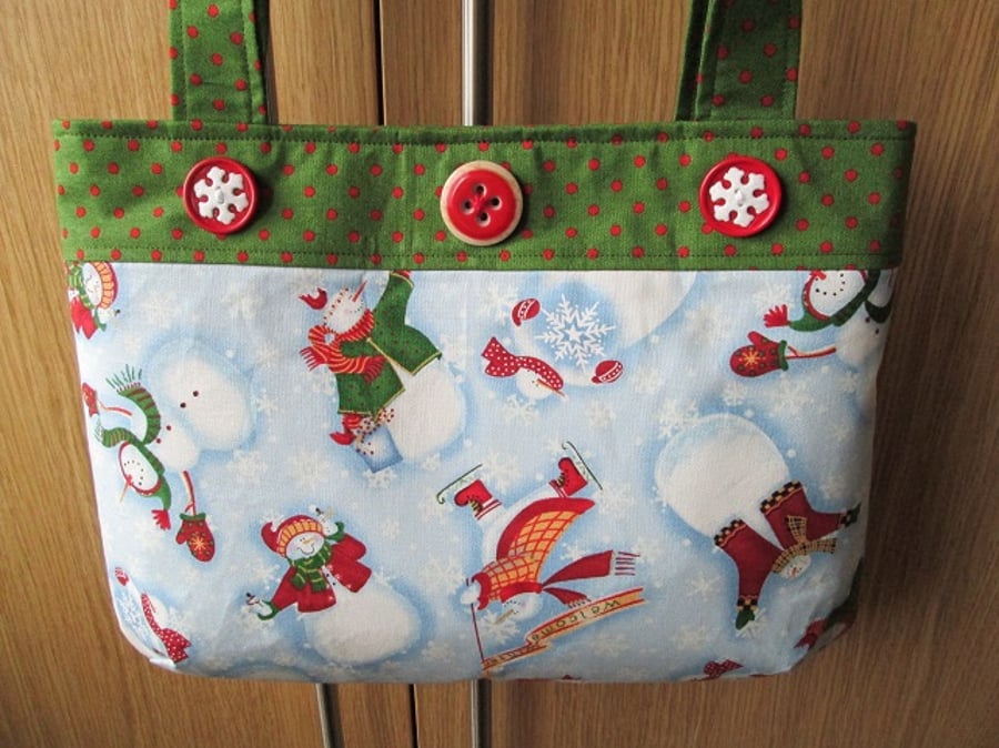 SALE - Snowmen Christmas Handbag - Let It Snow
