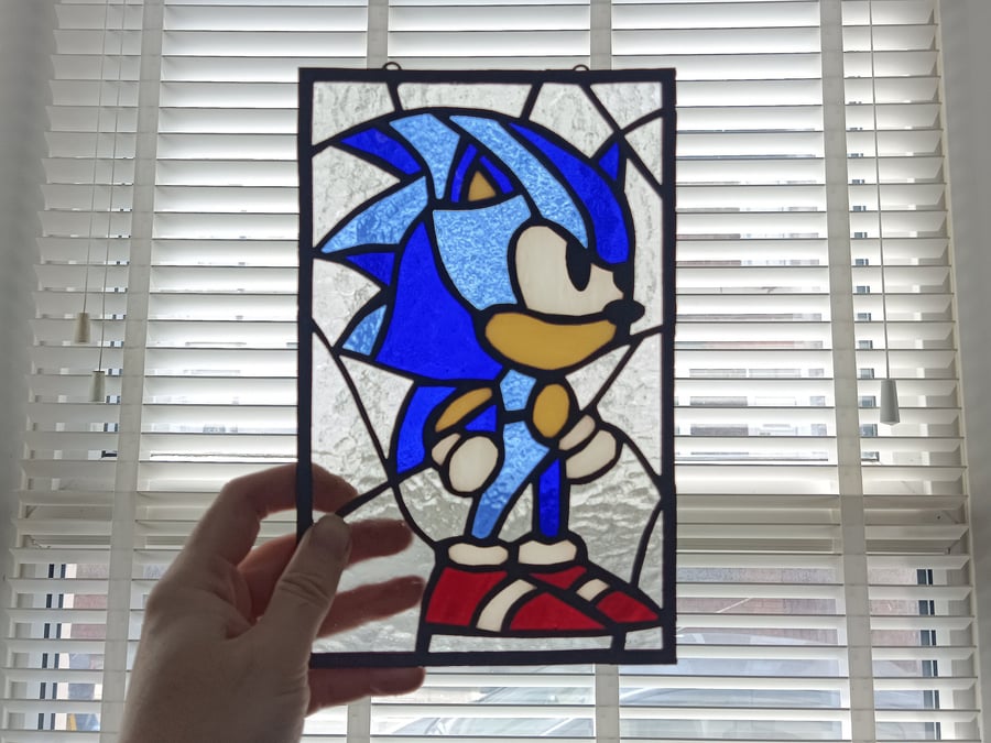 Sonic the Hedgehog Stained Glass Suncatcher