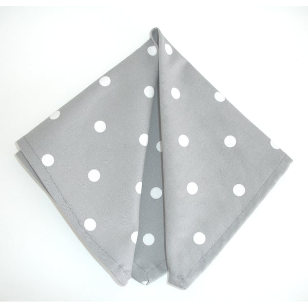 Napkin Grey and White Polka Dot 18" Serviette Washable Cotton Cloth