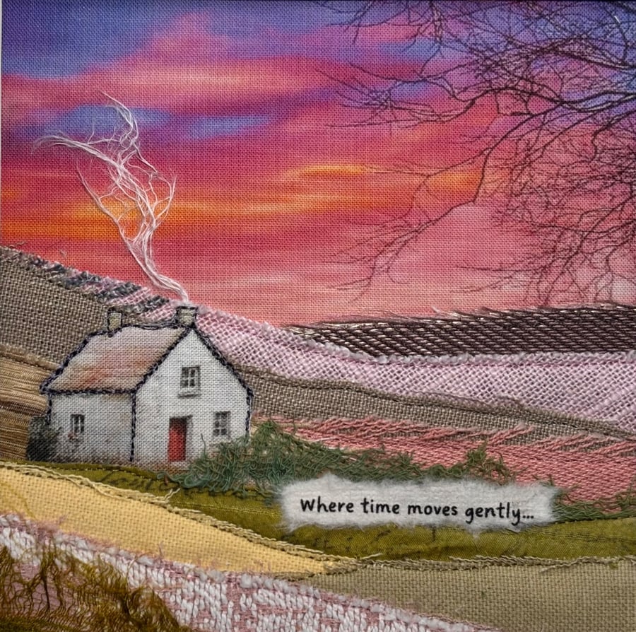 Where time moves gently…. Textile framed picture