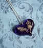 Day of the Dead Dancing Skeletons Purple Heart Necklace - Image 3