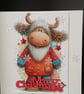 Highland Cow Christmas Card 