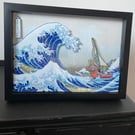 Zelda Great Wave Off Kanagawa 3D shadow box framed art