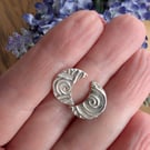 Handmade Fine Silver Moon Stud Earrings Eye of the Storm Design
