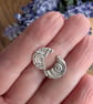 Handmade Fine Silver Moon Stud Earrings Eye of the Storm Design