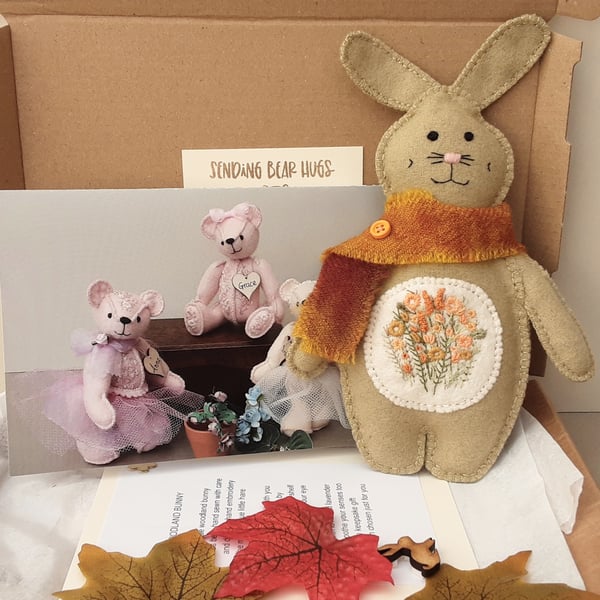 Rabbit letterbox gift, sending bunny hugs, bear hug gift box, decorated rabbit