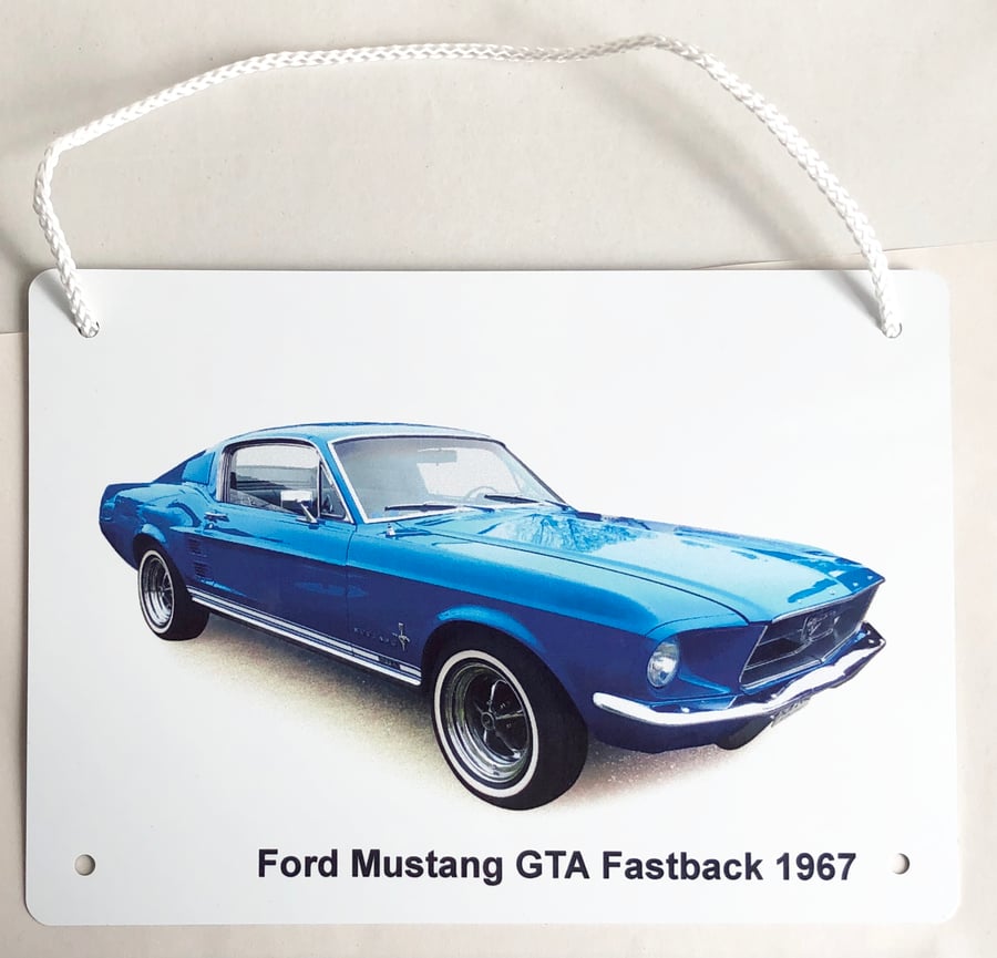 Ford Mustang GTA Fastback 1967 - Aluminium Plaque - A5 or 203x304mm