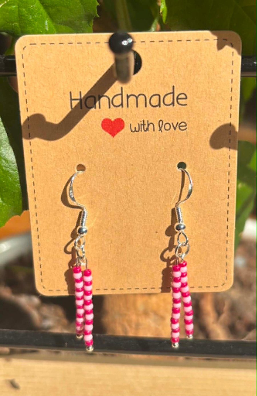Handmade 925 Silver-Plated Hook Earrings with Bead Dangles