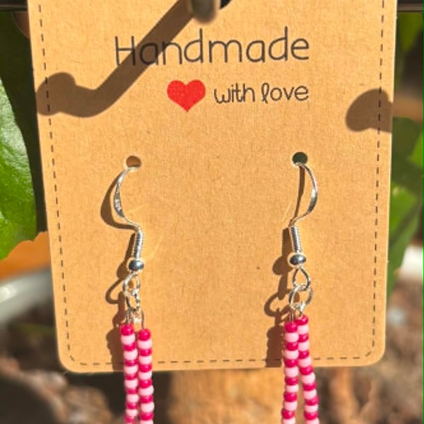 Handmade 925 Silver-Plated Hook Earrings with Bead Dangles