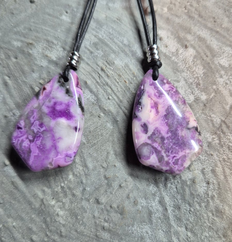 Purple Crazy Lace Agate Shield Pendants