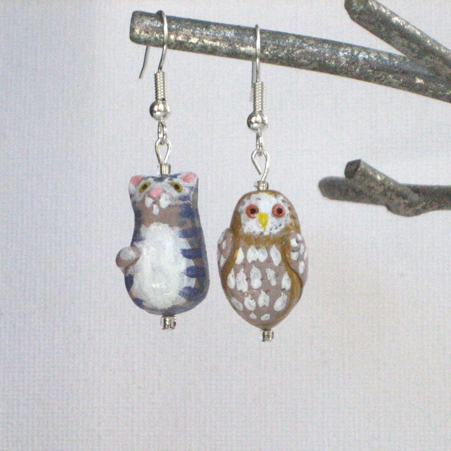 Earrings, The Owl and the Pussycat Design