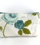 Roses Make up Bag, Cosmetic Bag with Turquoise and Duck-egg Blue Roses - Image 5