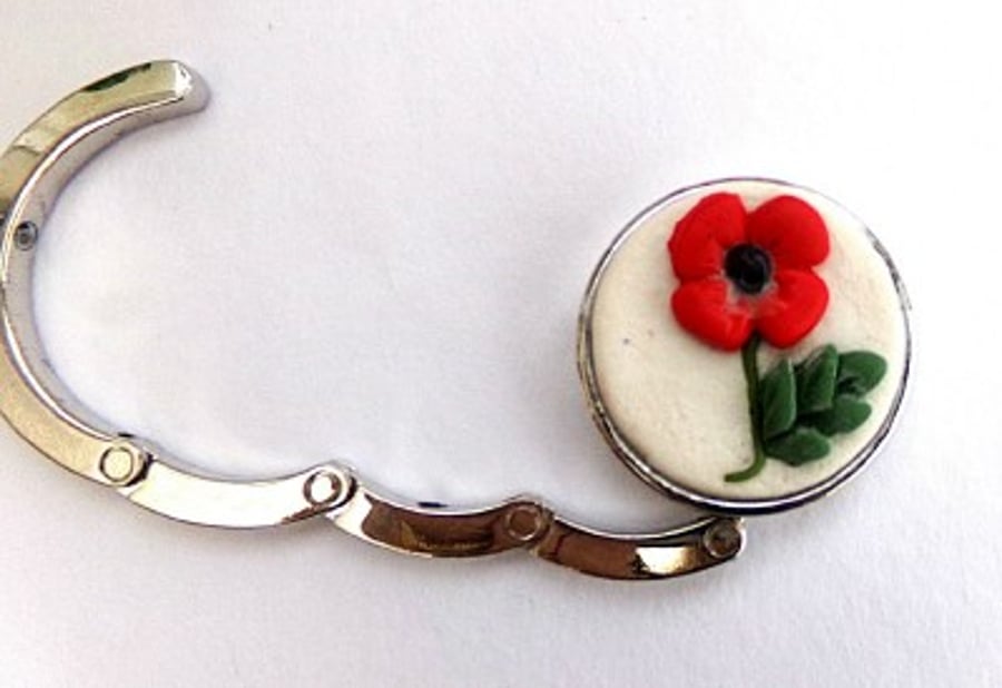 Handcrafted  Red Poppy Bag Hanger