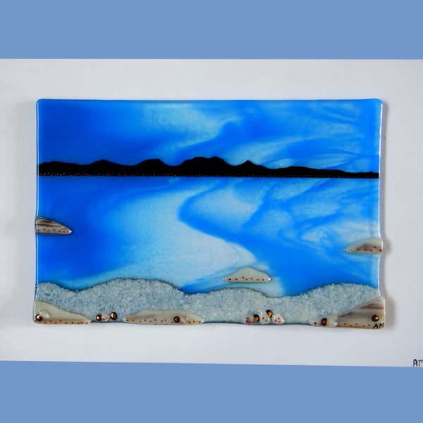 Handmade Fused Glass 'Isle of Jura' Painting