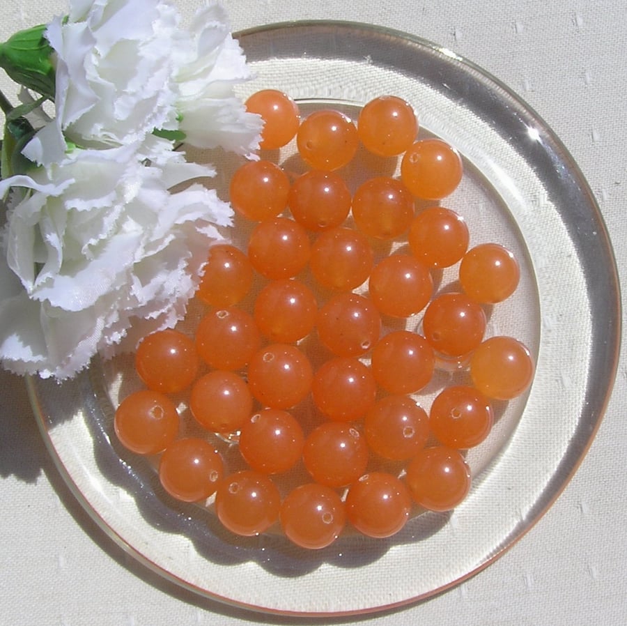 33 Orange Agate 12mm Round Loose Beads - Free UK Postage