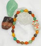 Waving cat charm stretchy bracelet with multicoloured agate - Image 5