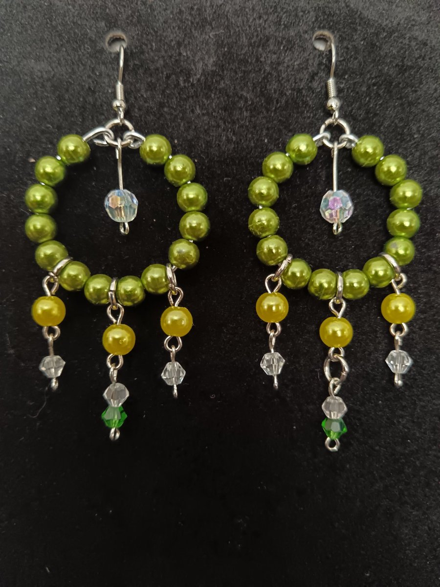 Bohemian style beaded hoop earings