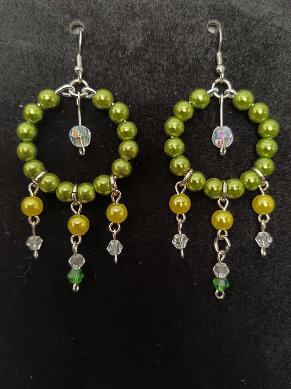 Bohemian style beaded hoop earings