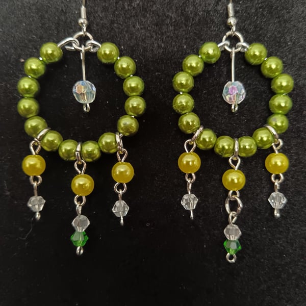 Bohemian style beaded hoop earings