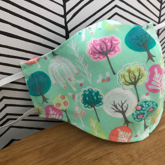 Green Trees Face Mask 100% Cotton Fabric Washable & Re-usable Child Adult Sizes