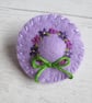 Hand Embroidered Felt Hat Brooch - Lilac Floral - Image 5