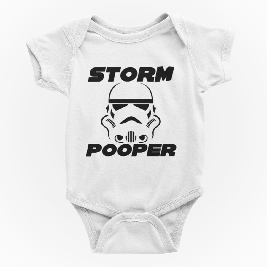 Funny Shortsleeve Baby Grow -  Sci Fi Themed   STORM POOPER
