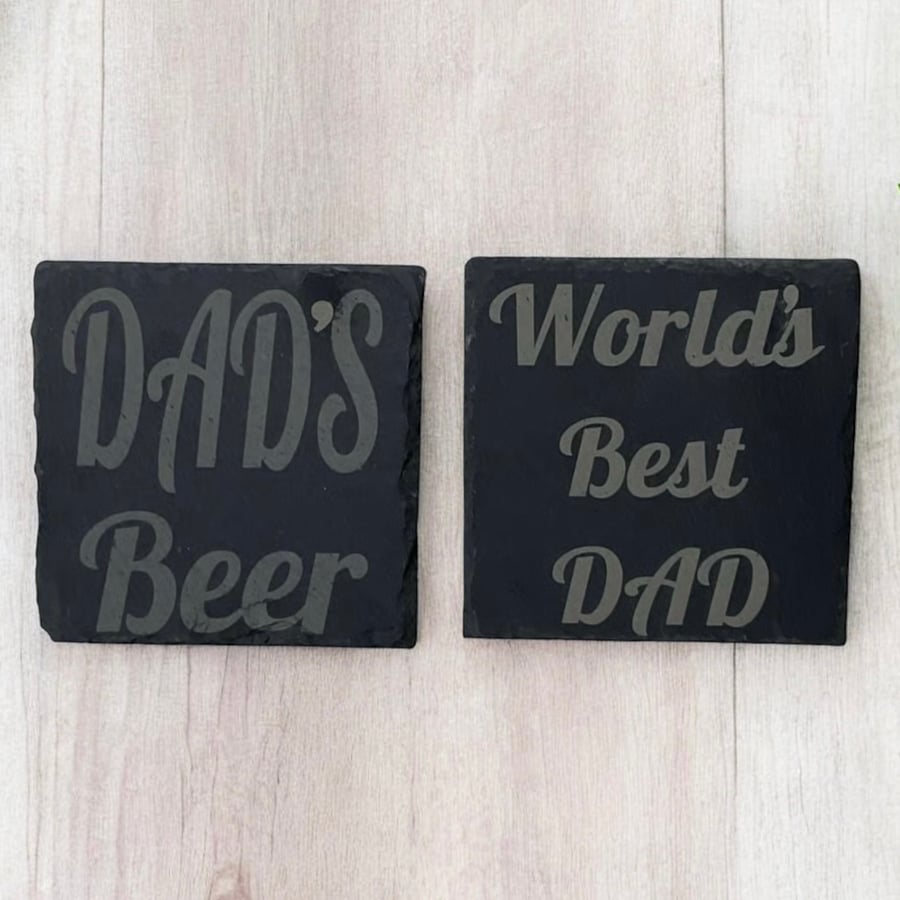Slate Coaster for Dad. Chose of two designs. Made from reclaimed slate.