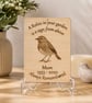 Personalised Robin Memorial Plaque – Engraved Wooden Remembrance Gift