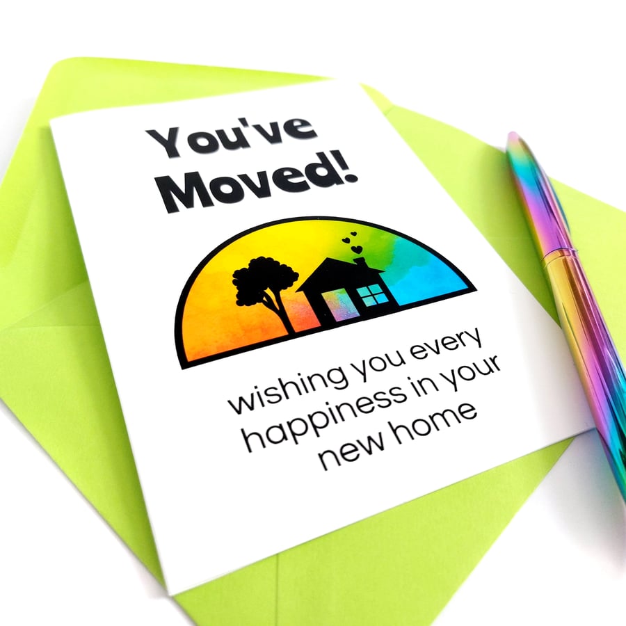 You've Moved! Rainbow New Home Card