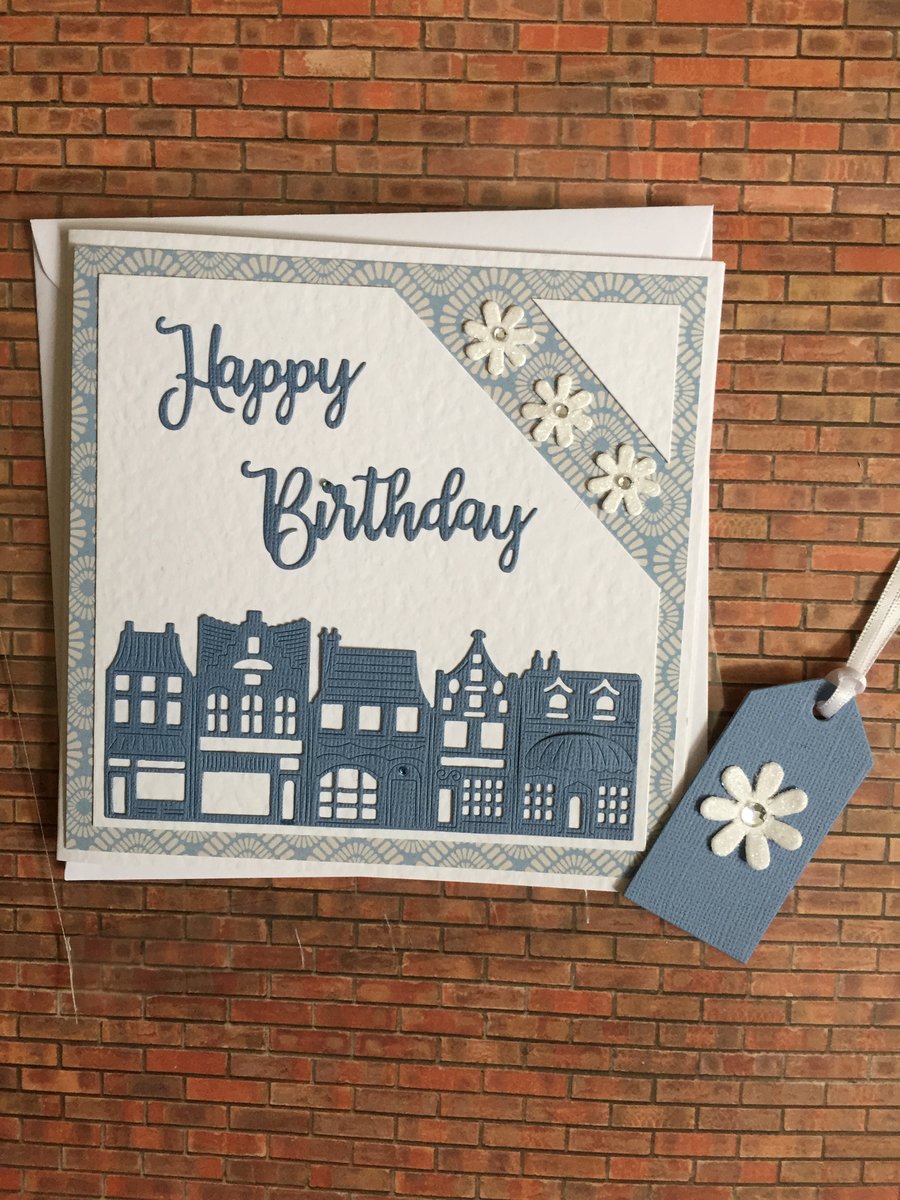 Handmade Birthday card and gift tag, shop card,    