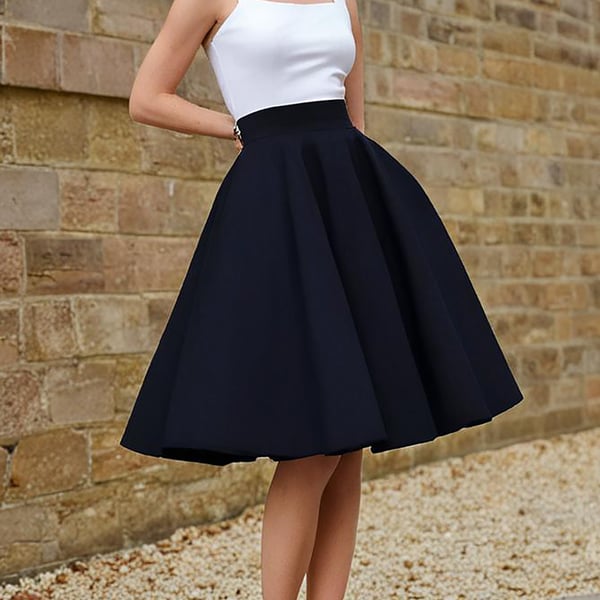 Plain Colour1950s Rockabilly Full Circle Elasticated Waist skirt women's 10-26