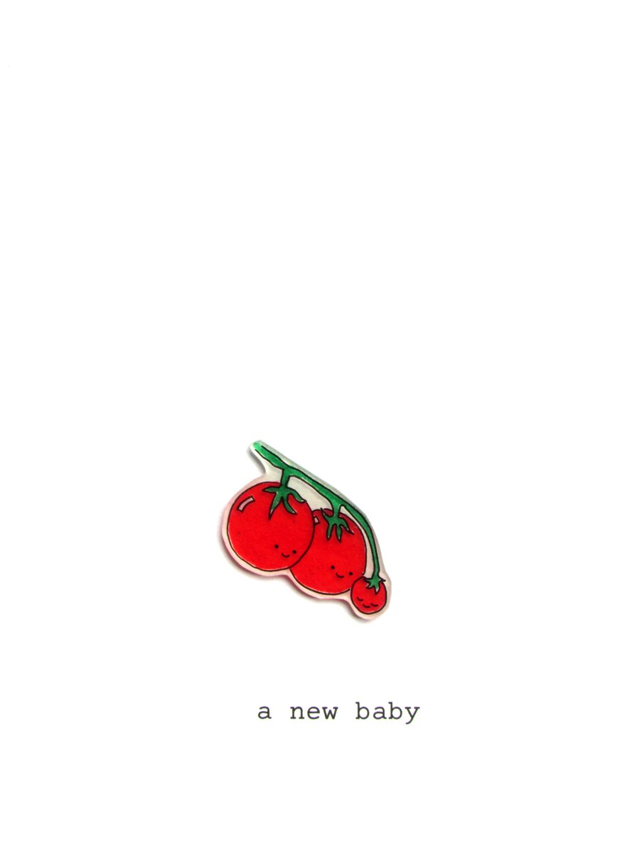 new baby card - tomato family