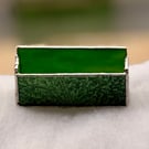 Stained glass business card holder - GREEN Van Gogh glass front