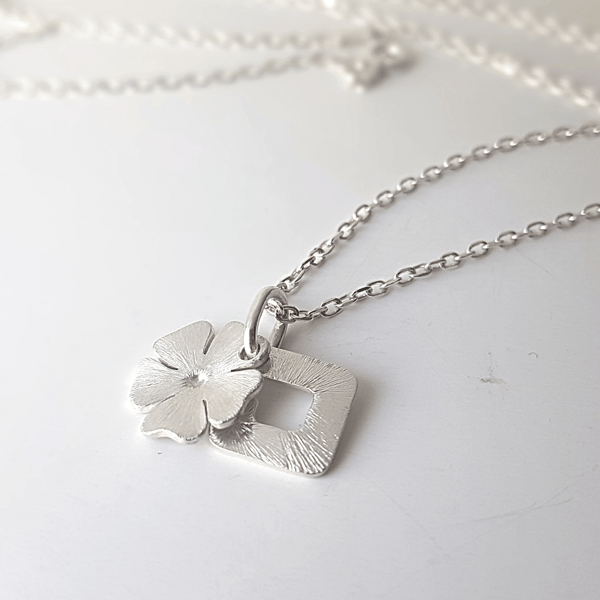 Initial and Flower Pendant in Silver - Gift-boxed with Free Delivery