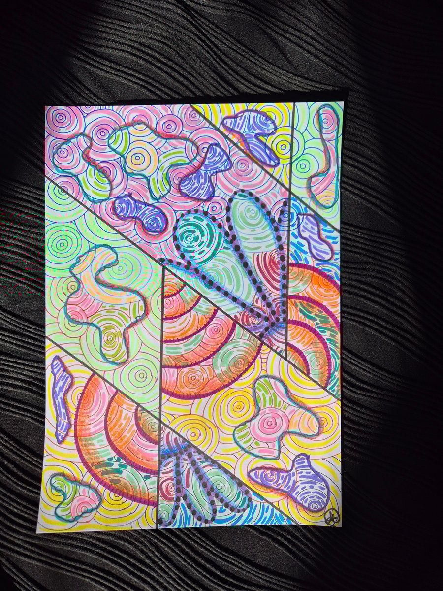 Original A4 Unframed Abstract Art - Messy Doodle Zentangle