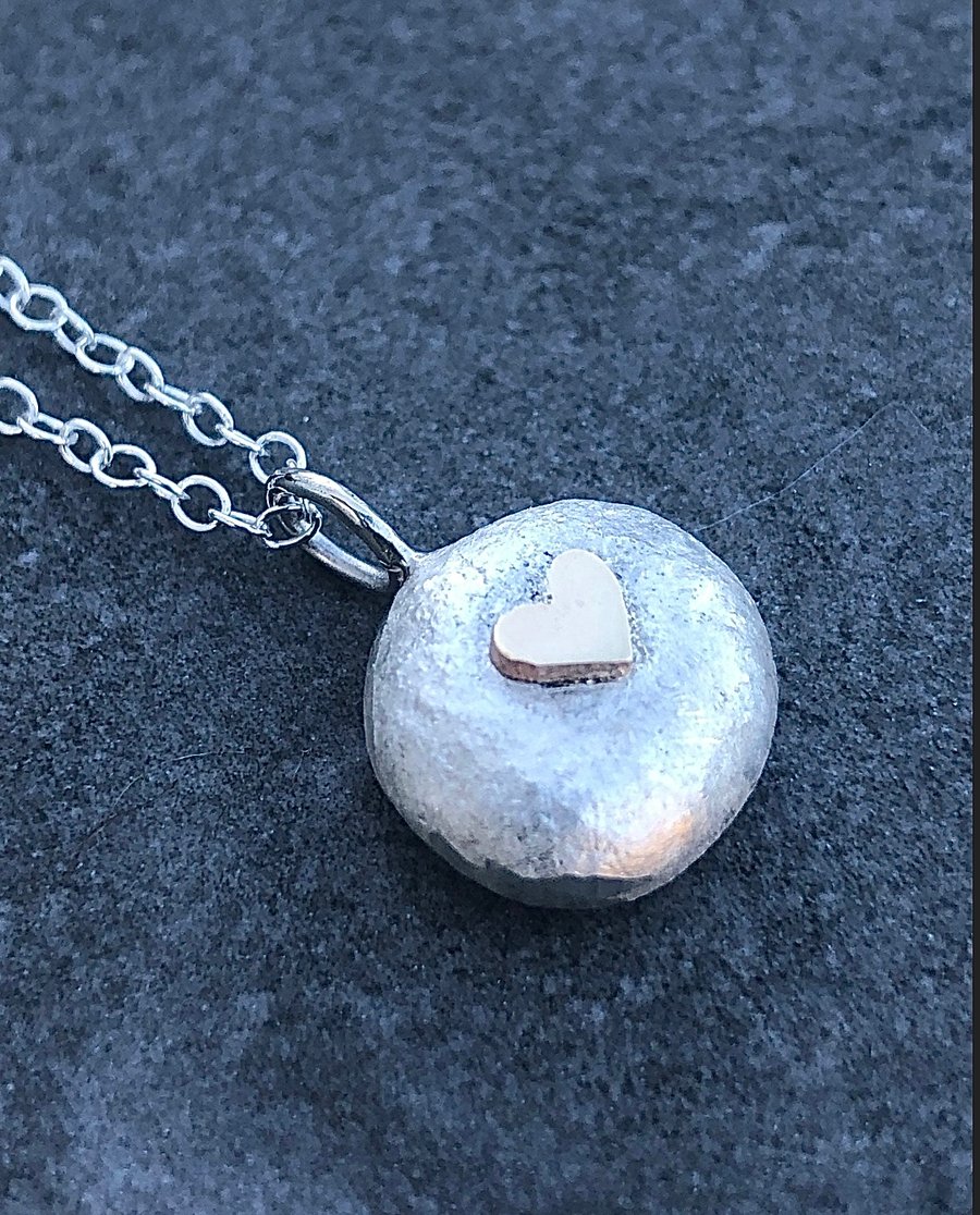 Pebble Pendant, heart pendant, gold heart pendant, valentines gift, pebbles, 