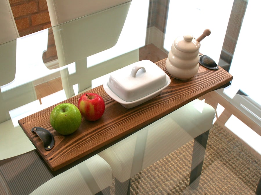 Rustic Wooden Serving Platter Board Light Oak Wax