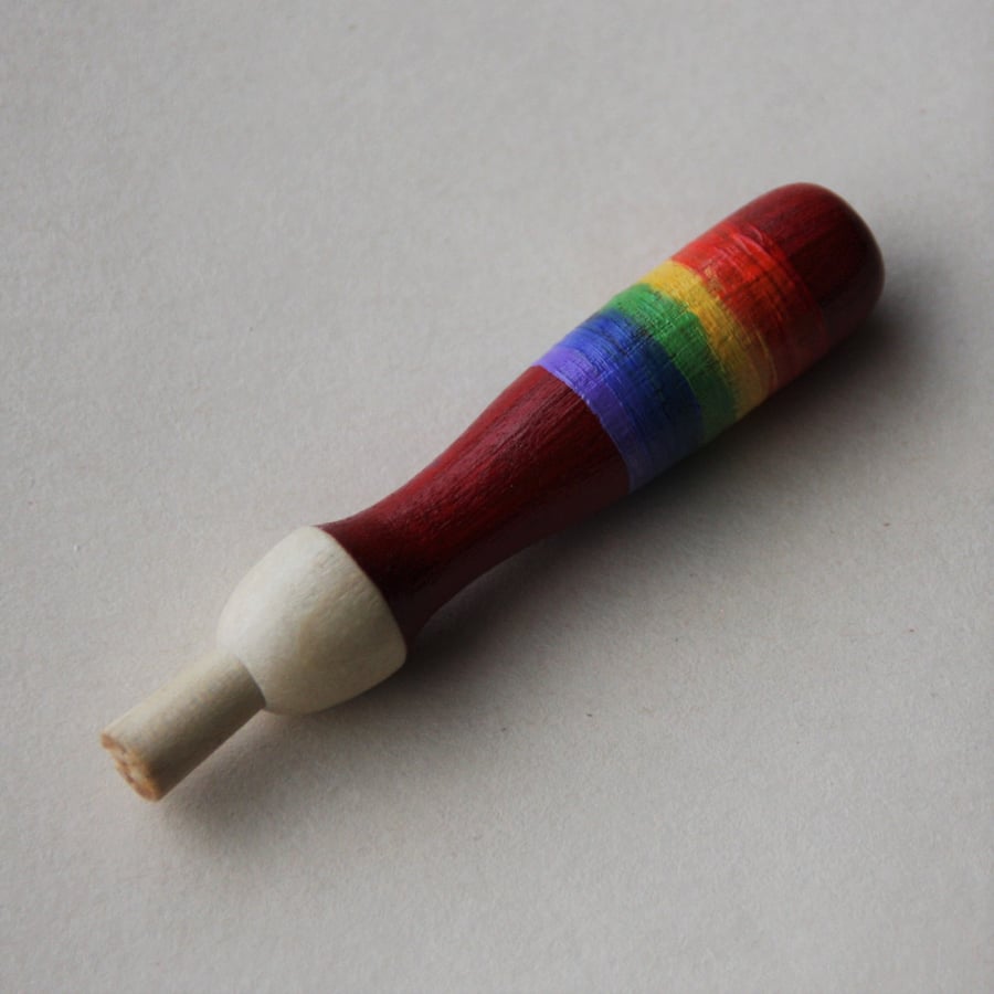 Hand painted wooden rainbow needle grip tool for needle felting (with needles)