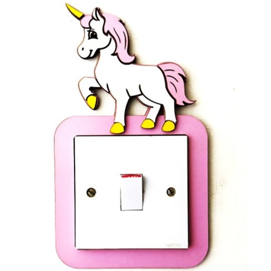 Beautiful Unicorn Kids Light Switch Surround - Wooden kids art