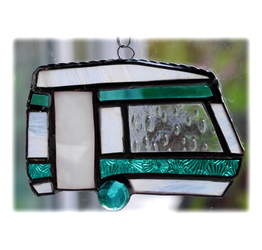 Caravan Suncatcher Stained Glass Classic Teal 046