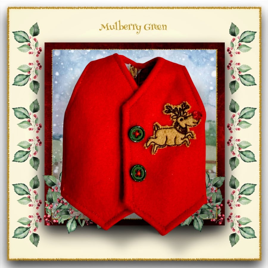 Tailored Christmas Waistcoat - Lined with Father Christmas Print Cotton